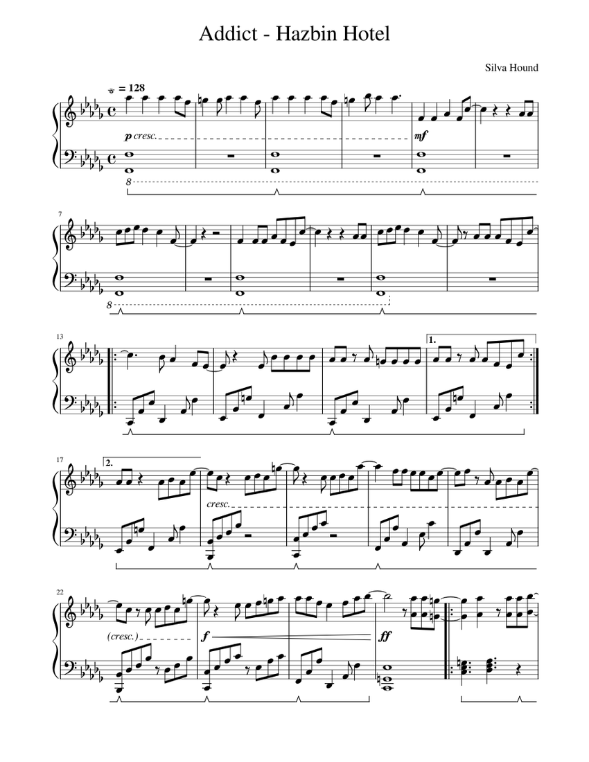 アディクト - ハズビンホテル 楽譜 ピアノ (ソロ) | MuseScore.com