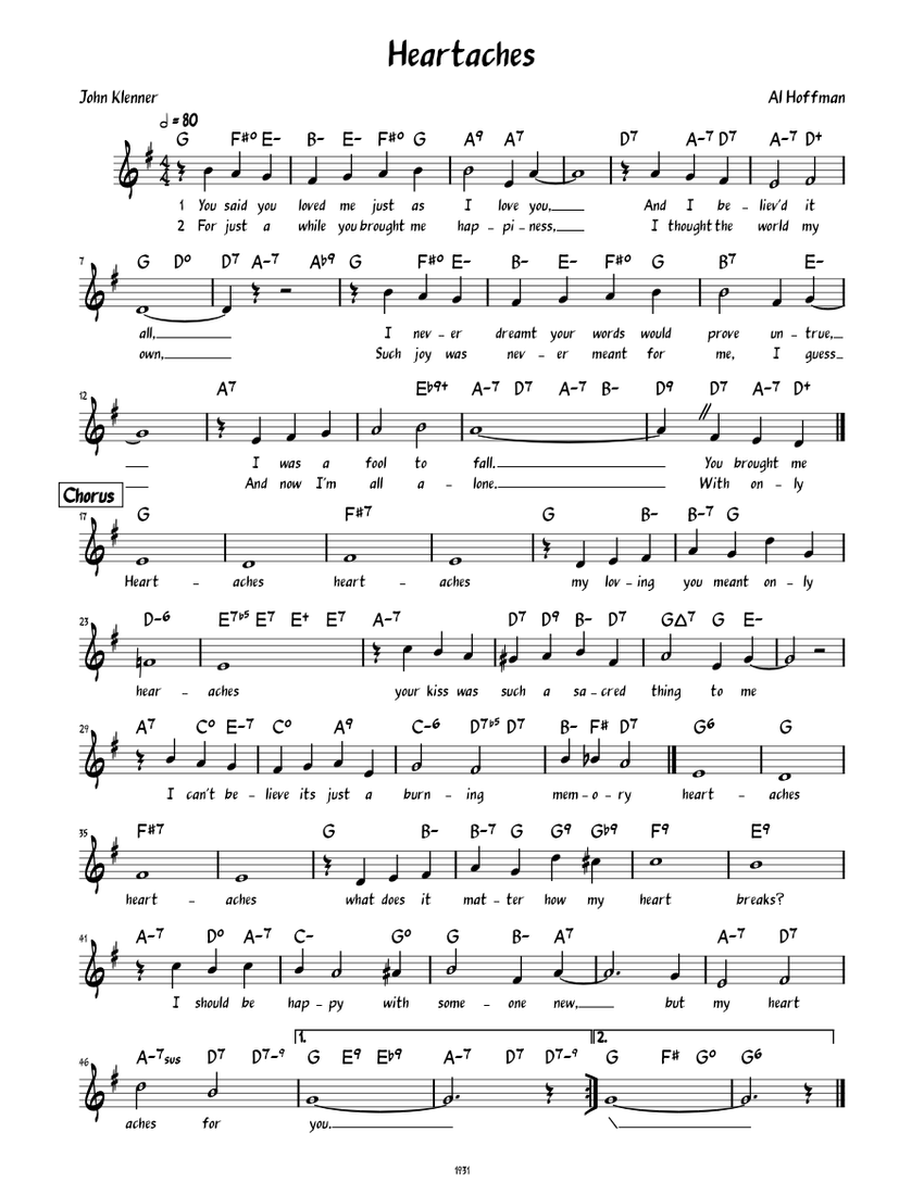 ハートエイクス 楽譜 コード付き ピアノ (ソロ) easy | MuseScore.com
