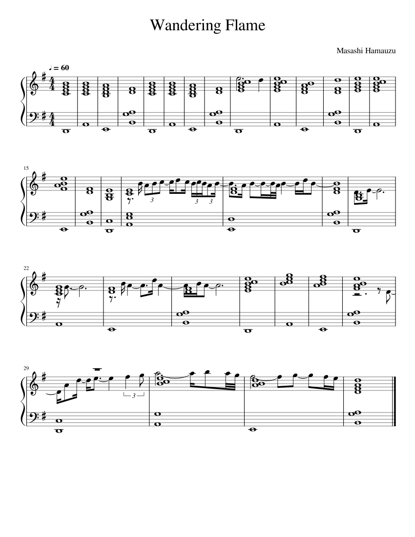 彷徨う炎 楽譜 ピアノ (ソロ) easy | MuseScore.com