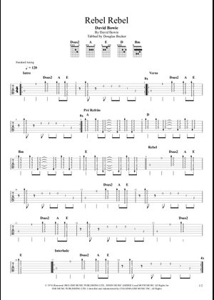 Rebel rebel の公式楽譜を演奏する by David Bowie ギター | MuseScore.com