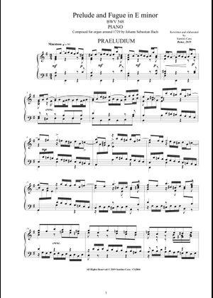 バッハ: プレリュードとフーガ ホ短調 (ウェッジ), BWV 548 楽譜