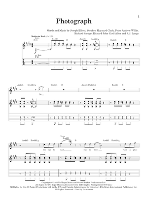 Photograph の公式楽譜を演奏する by Def Leppard ボーカル, ギター