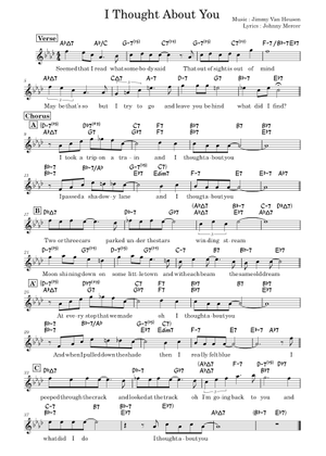 I thought about you - Jimmy Van Heusen and Eddie DeLange 楽譜