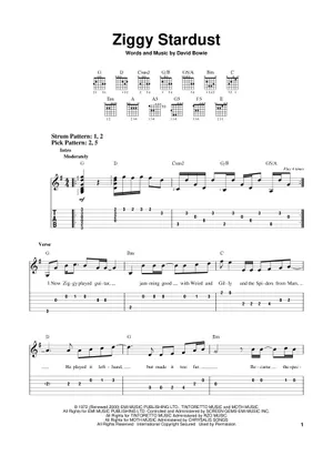 Ziggy stardust の公式楽譜を演奏する by David Bowie ギター Ziggy stardust の公式楽譜を演奏する by David Bowie ギター