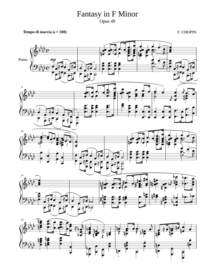 ヘ短調の幻想曲 楽譜 ピアノ (ソロ) | MuseScore.com