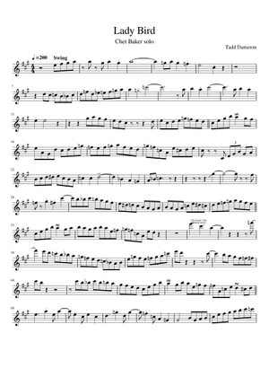 レディ・バード 楽譜 コード付き フレンチホルン (ソロ) | MuseScore.com