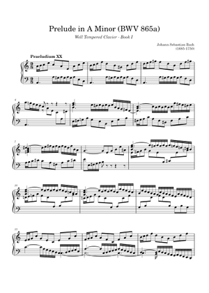 BWV 865: The Well-tempered Clavier Book I - XX 楽譜 ハープシコード