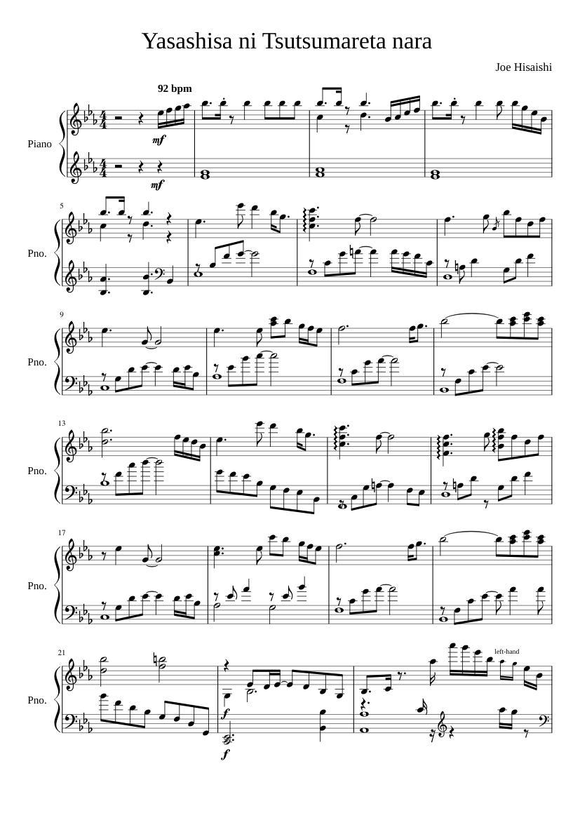 やさしさに包まれたなら - 松任谷由実 楽譜 ピアノ (ソロ) | MuseScore.com
