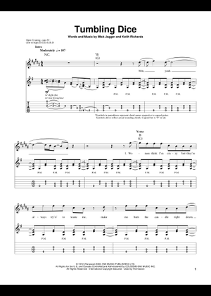 Tumbling dice の公式楽譜を演奏する by The Rolling Stones ギター