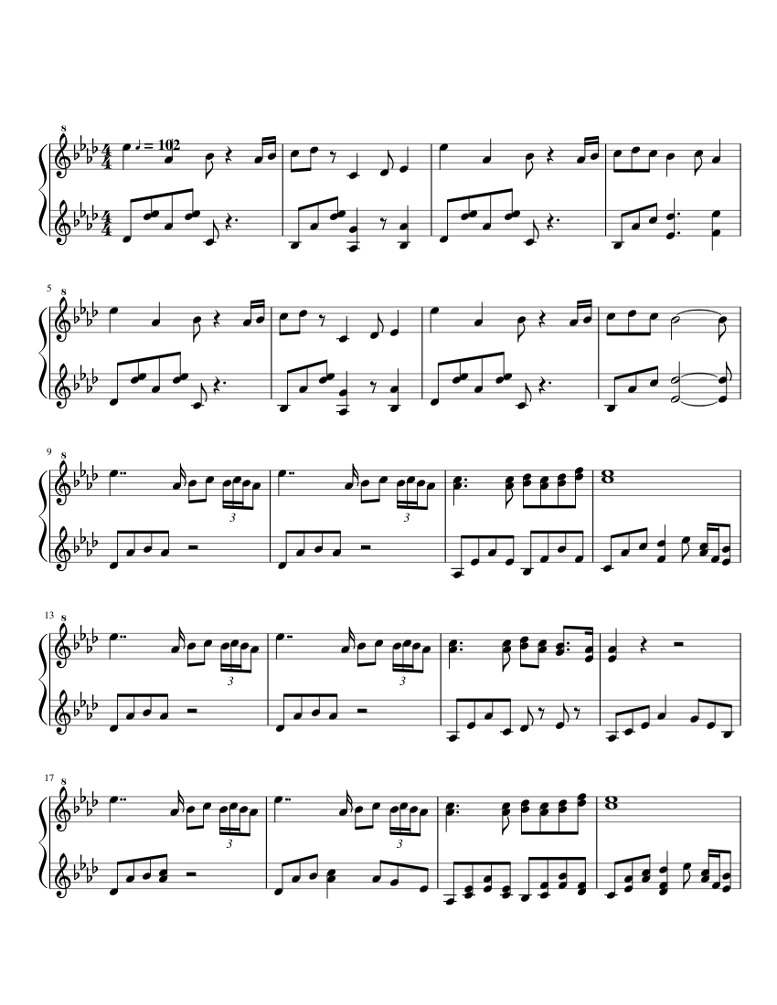 アンダーテール - スノーディンタウン 楽譜 ピアノ (ソロ) | MuseScore.com