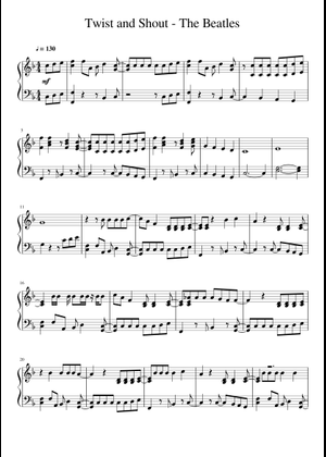 Twist and shout – The Beatles 楽譜 コード付き シンセサイザー (ソロ