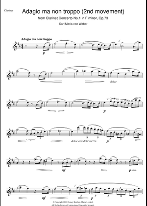 ウェーバー - クラリネット協奏曲第1番 ヘ短調 作品73 楽譜 フルート