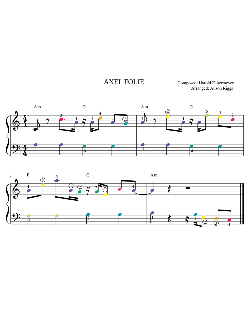 AXEL FOLIE- F minor (with simple bassline) 楽譜 コード付き ピアノ (ソロ) easy ...