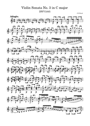 Violin Sonata No. 3 in C Major BWV 1005 - Largo - Bach 楽譜