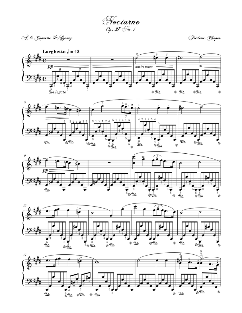 夜想曲 作品27 第1番 楽譜 ピアノ (ソロ) | MuseScore.com