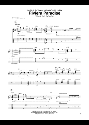 Riviera paradise の公式楽譜を演奏する by Stevie Ray Vaughan