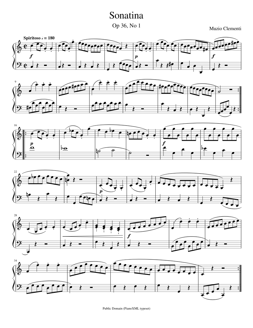 クレメンティ: ソナチネ第1番, 作品36 楽譜 ピアノ (ソロ) | MuseScore.com