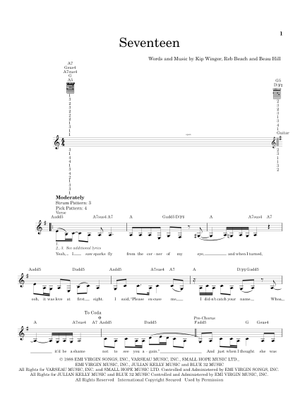 Seventeen の公式楽譜を演奏する by Winger ボーカル, ギター