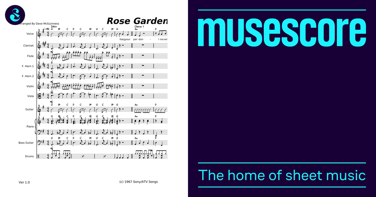 Rose garden – Lynn Anderson 楽譜 コード付き ピアノ, ボーカル