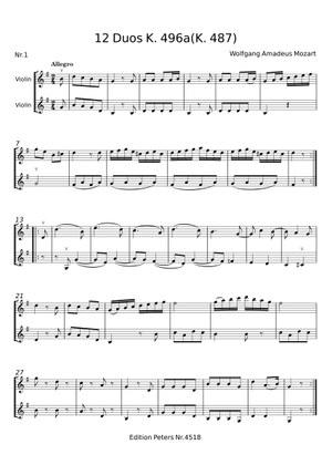 12 Horn Duos, K.487/496a - Wolfgang Amadeus Mozart 楽譜 バイオリン