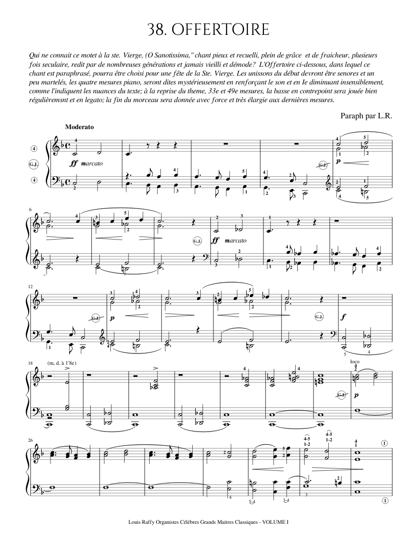 Louis Raffy Organistes VOLUME 1 - 38. OFFERTOIRE 楽譜 オルガン