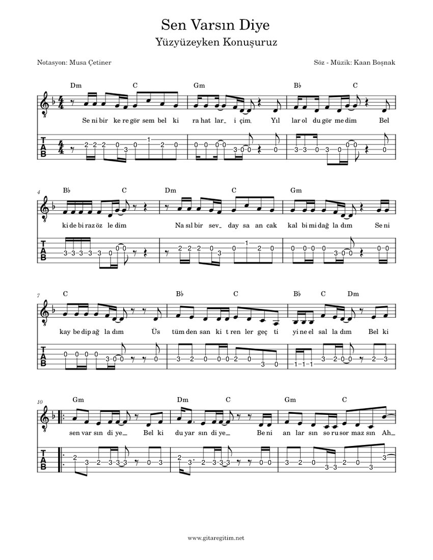 君がいるから 楽譜 タブ譜あり コード付き ギター (ソロ) | MuseScore.com