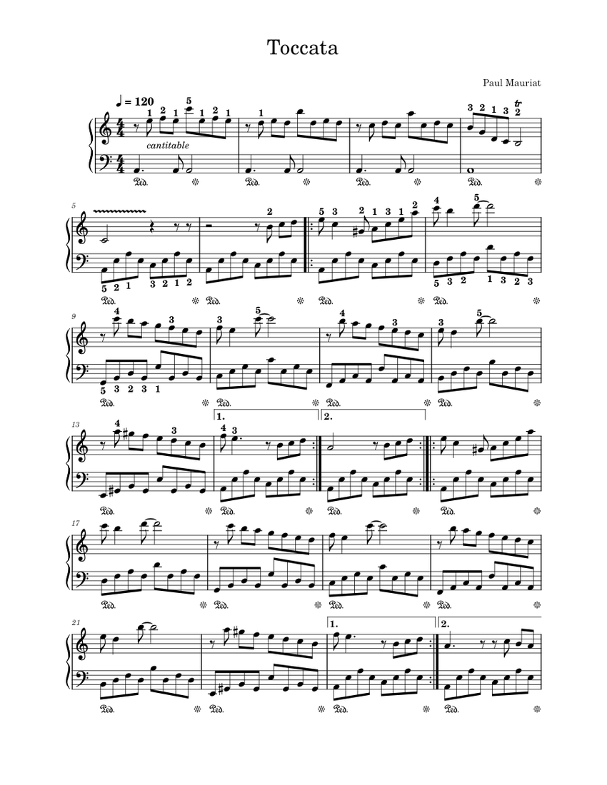 トッカータ – ポール・モーリア 楽譜 ピアノ (ソロ) easy | MuseScore.com