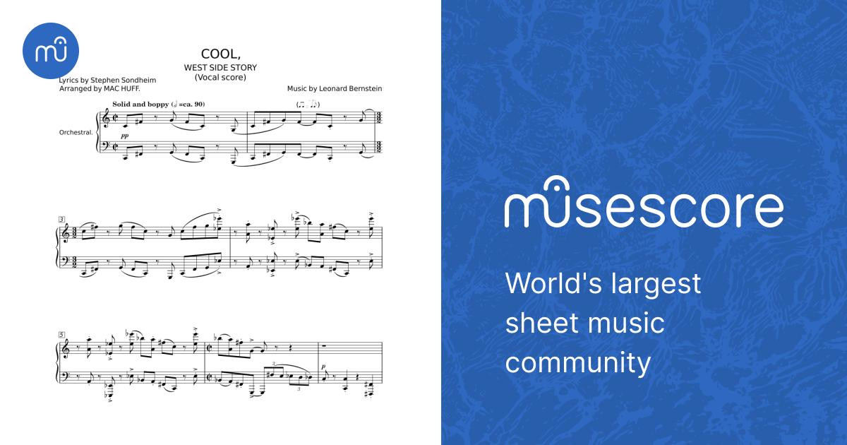 Cool - West Side Story - Leonard Bernstein 楽譜 ピアノ (ソロ