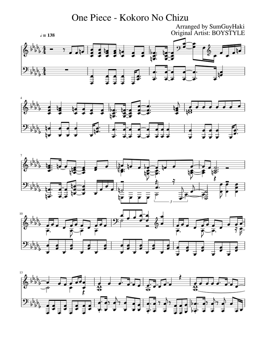ココロのちず 楽譜 ピアノ (ソロ) | MuseScore.com