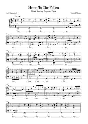 Hymn To The Fallen の公式楽譜を演奏する by John Williams ピアノ