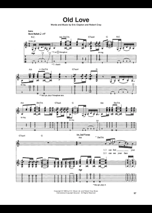 Old love の公式楽譜を演奏する by Eric Clapton ボーカル, ギター