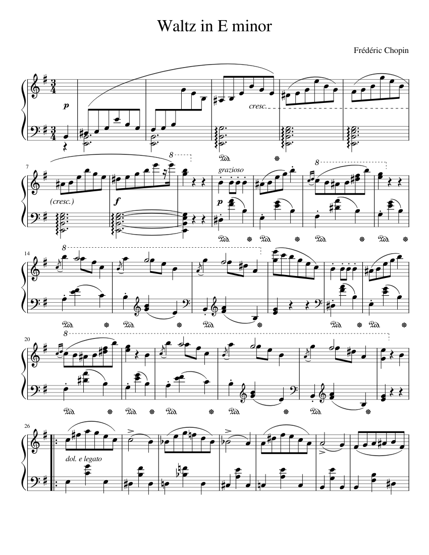 ほぼ未使用品　名古屋帯 F. Chopin 楽譜デザイン　コンサート、観劇など ワルツ ホ短調 楽譜 ピアノ (ソロ) | MuseScore.com