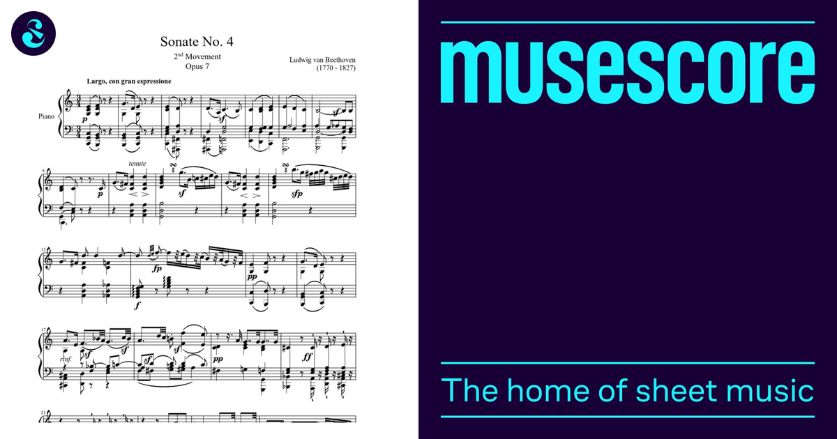 ソナタ第4番、第2楽章 楽譜 ピアノ (ソロ) | MuseScore.com