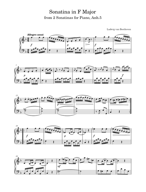 Intermediate Beethoven Pieces sheet music by tarajurekic@y7mail