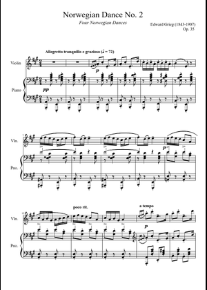 2台のピアノのためのノルウェー舞曲 作品35 第2番 楽譜 ピアノ (ピアノ