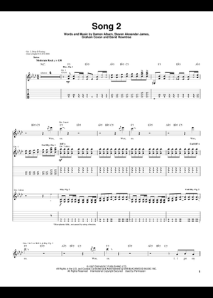 Blur & Tom Waits ギタータブ譜 2冊セット Song 2 – Blur Song 2 - Electric Guitar Level 2 楽譜 タブ譜あり