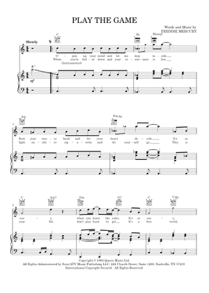 Play the game の公式楽譜を演奏する by Queen ピアノ, ボーカル