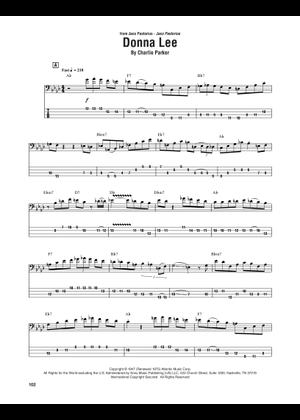 Donna lee – Jaco Pastorius 楽譜 コード付き ベースギター, 弦楽器
