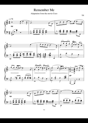 リメンバー・ミー - ココ 楽譜 ピアノ (ソロ) easy | MuseScore.com
