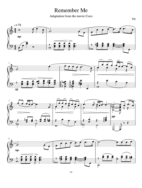 無料の リメンバー・ミー の楽譜 | カートゥーン ハブ | MuseScore.com