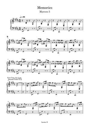 メモリーズ の公式楽譜を演奏する マルーン5 ピアノ | MuseScore.com