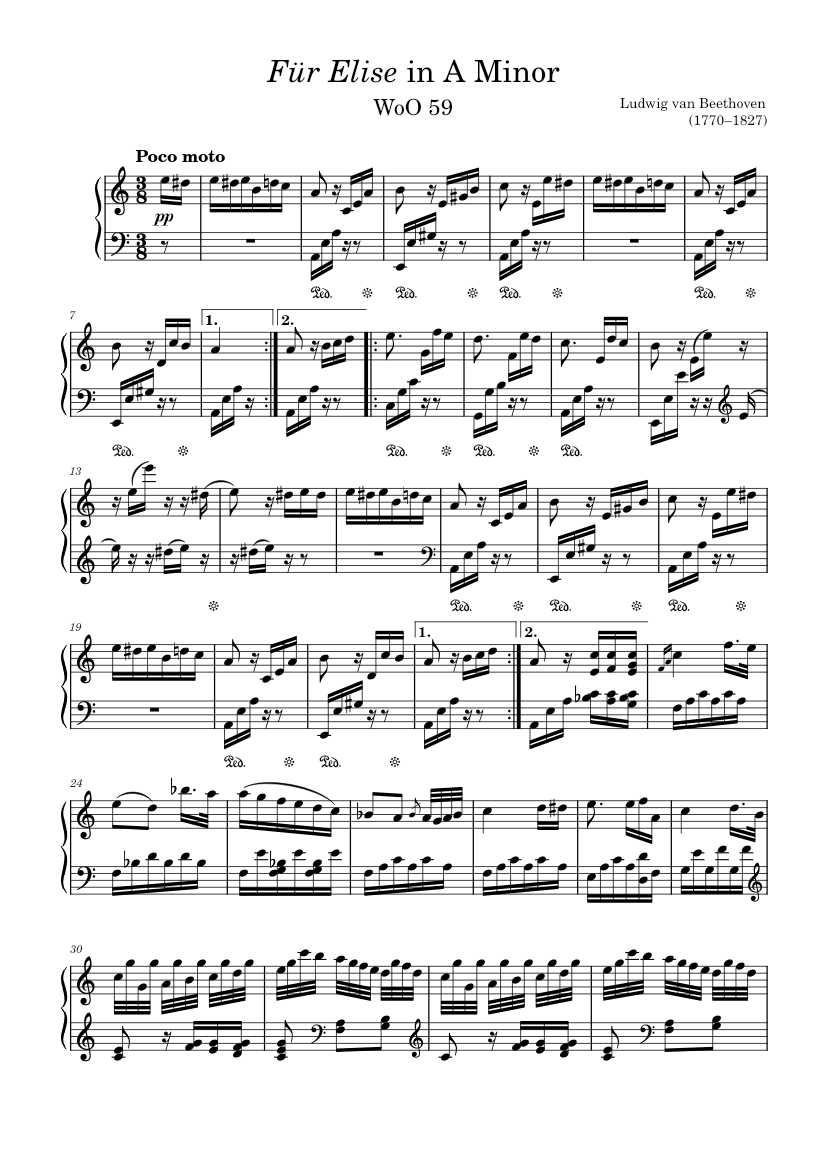 エリーゼのために (ベートーヴェン) 楽譜 ピアノ (ソロ) | MuseScore.com