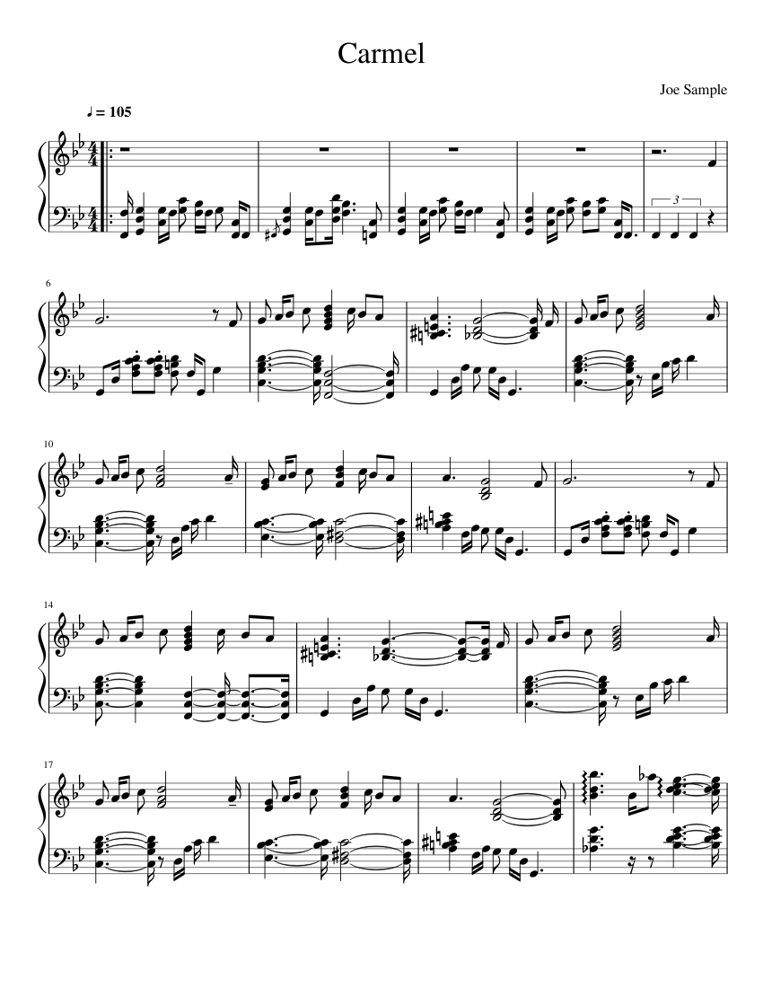 ジョー・サンプル - カーメル 楽譜 ピアノ (ソロ) | MuseScore.com