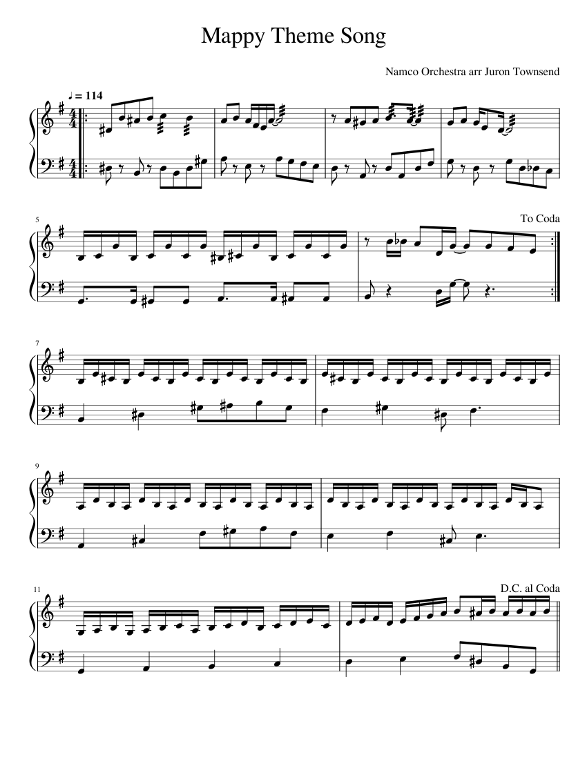 マッピーのテーマソング 楽譜 ピアノ (ソロ) | MuseScore.com