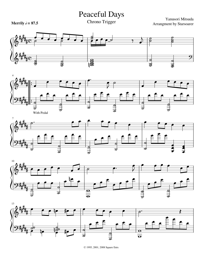 クロノ・トリガー - 04「平和な日々」 楽譜 ピアノ (ソロ) | MuseScore.com