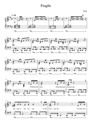 ★れ 楽譜ギタータブSTING for guitar tab スティング スティング - フラジャイル - ギターTAB 楽譜 コード付き ギター (ソロ