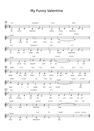 My Funny Valentine 楽譜 コード付き アルトサックス (ソロ