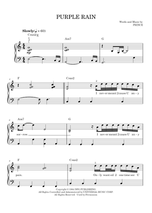 Purple rain - Prince 楽譜 コード付き ピアノ, シンセサイザー (混合
