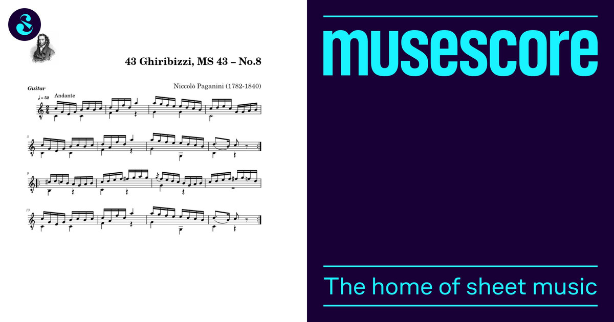 43 Ghiribizzi, MS 43 – No.8 – Niccolò Paganini 楽譜 ギター (ソロ