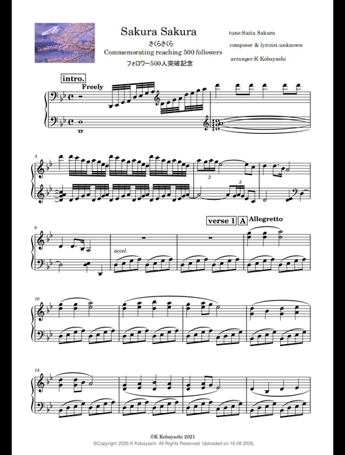 Japanese traditionals(日本の伝統音楽) sheet music by K Kobayashi